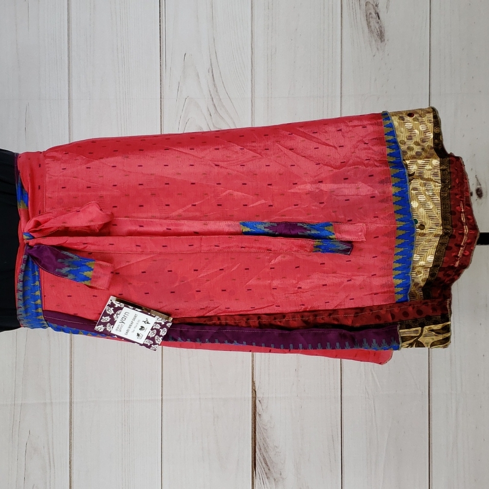Darn Good Yarn Sari Silk Wrap Skirt Tea XL/Plus